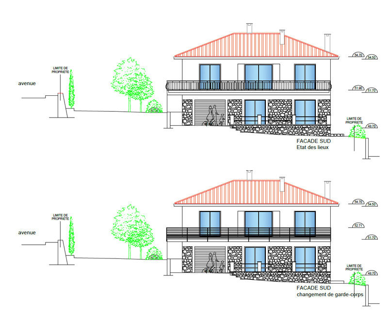 Régularisation d’une construction existante - Façade en élévation