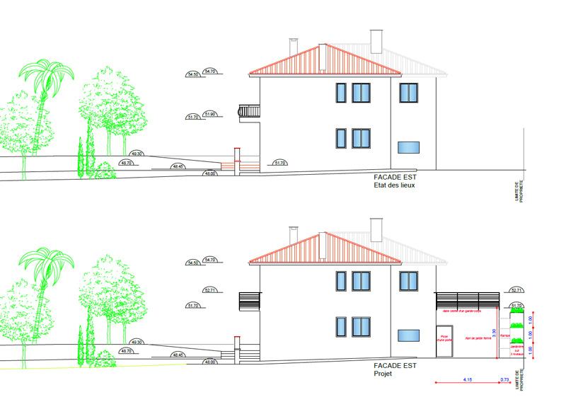 Régularisation d’une construction existante - Façade en élévation