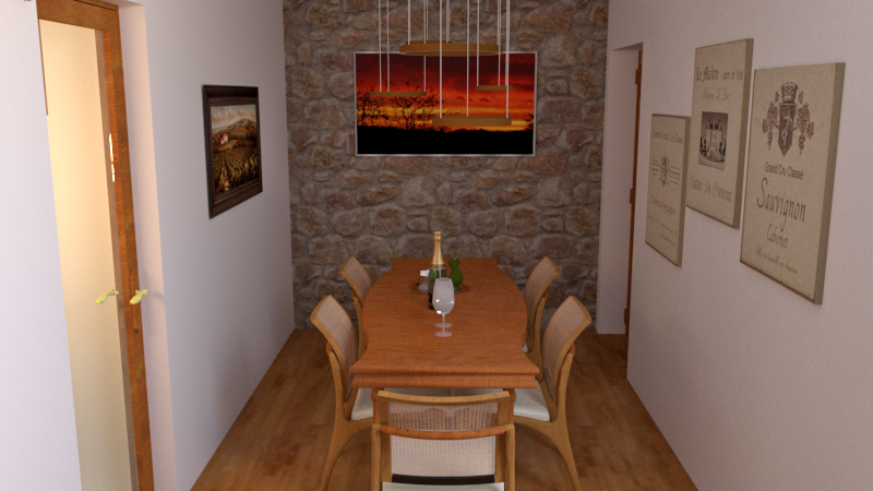 table de dégustation et TV au fond