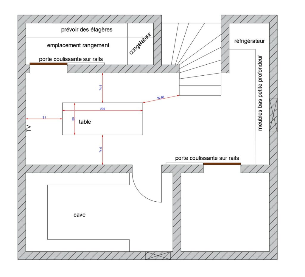 Plan du projet d'aménagement de la cave